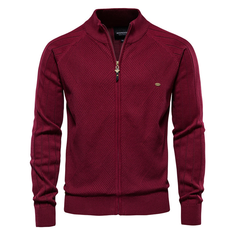 Veste cardigan en tricot pour hommes, nouvelle fermeture éclair de couleur unie-Y159