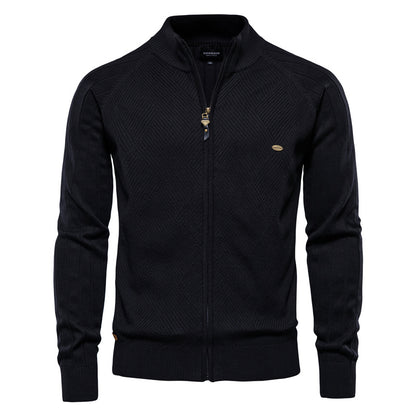 Veste cardigan en tricot pour hommes, nouvelle fermeture éclair de couleur unie-Y159