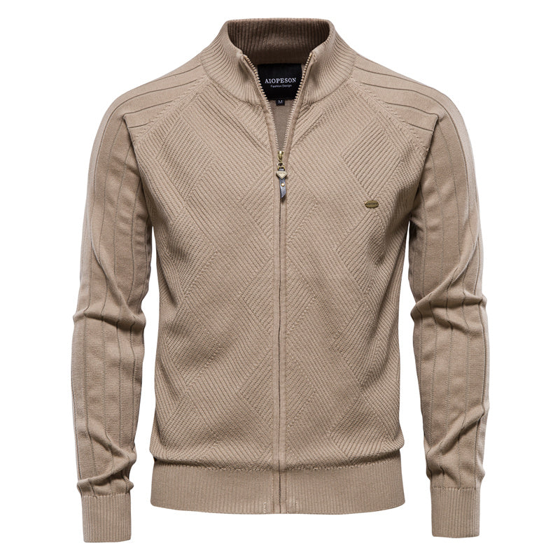 Veste cardigan en tricot pour hommes, nouvelle fermeture éclair de couleur unie-Y159