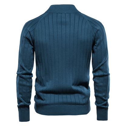 Veste cardigan en tricot pour hommes, nouvelle fermeture éclair de couleur unie-Y159