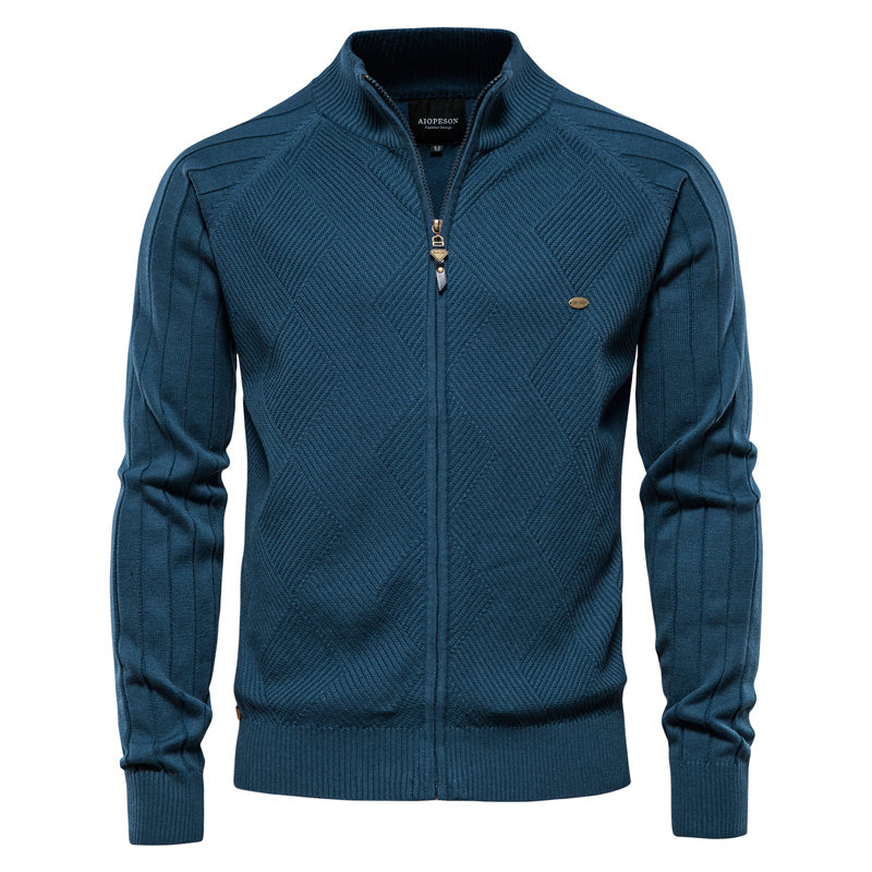 Veste cardigan en tricot pour hommes, nouvelle fermeture éclair de couleur unie-Y159