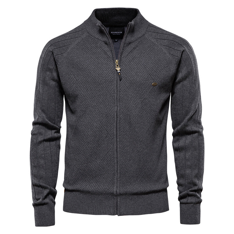 Veste cardigan en tricot pour hommes, nouvelle fermeture éclair de couleur unie-Y159