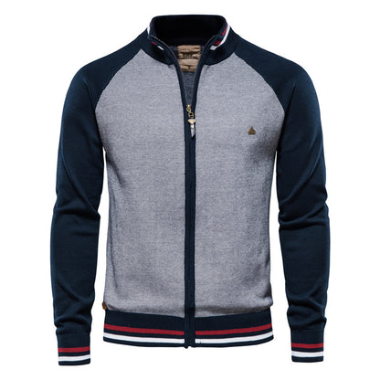 Cardigan casual da uomo con cerniera completa e tasche -Y200