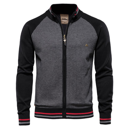 Cardigan casual da uomo con cerniera completa e tasche -Y200