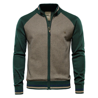 Cardigan casual da uomo con cerniera completa e tasche -Y200