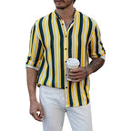 Men's Casual Long Sleeve Button-Down Shirts Striped Dress Shirts | MC255371