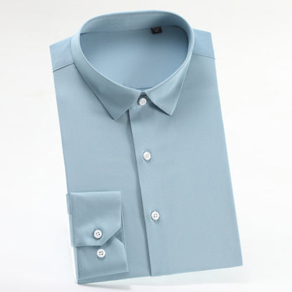 Men's Spring Bamboo Fibre Solid Slim Fit Long Button Up Shirts  | ZXW1