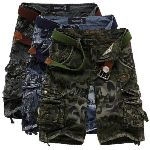 Short cargo camouflage imprimé léopard pour homme, coupe décontractée, multi-poches -2292