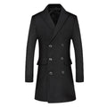 Men's Classic Slim Fit Double Breasted Mid Long Wool Blend Pea Coat | 1721