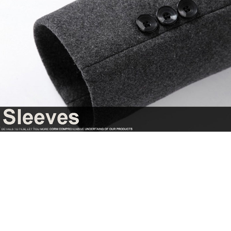 Men's Stand-collar Trench Coats Mid-Length Single Breasted Woolen Top Coat | 825