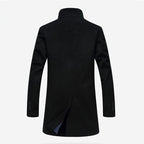 Men's Stand-collar Trench Coats Mid-Length Single Breasted Woolen Top Coat | 825