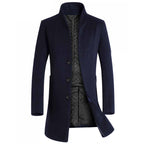 Men's Stand-collar Trench Coats Mid-Length Single Breasted Woolen Top Coat | 825
