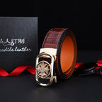 Men's Croc Style Real Leather Ratchet Belt For Jeans Casual Trouser & Suits - Available in Waist Size 28” - 46”