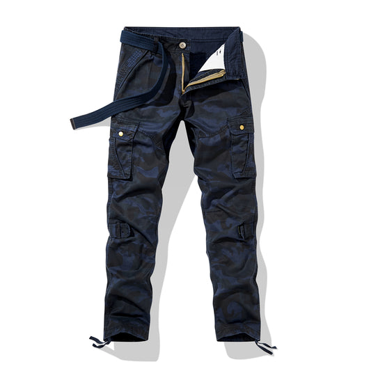 Pantalon cargo bleu marine pour homme avec poches, pantalon de travail tactique décontracté pour l'armée, la randonnée, le combat | 1206