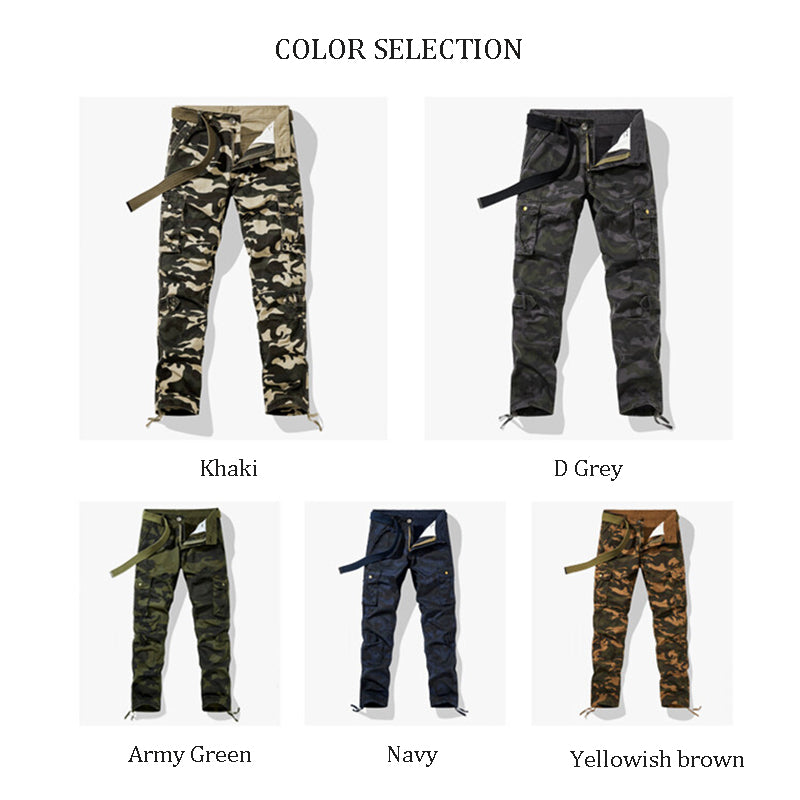 Men's D Grey Camo Flex Cargo Pants Relaxed Fit Straight Leg Casual Trousers With Multi-Pocket