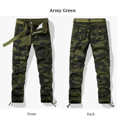 Men's D Grey Camo Flex Cargo Pants Relaxed Fit Straight Leg Casual Trousers With Multi-Pocket