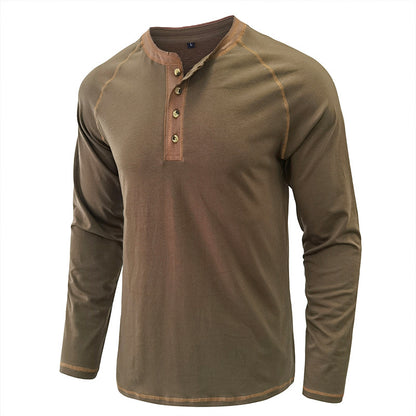 Men's Shirt Long Sleeve Cotton Lightweight Henley T-Shirt  |  2237