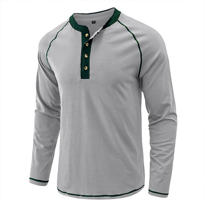 Men's Shirt Long Sleeve Cotton Lightweight Henley T-Shirt  |  2237