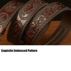 Mens Ratchet Belt,Genuine Leather Belt with Automatic  Wolf Buckle Alloy | TCZD003