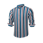 Men's Casual Long Sleeve Button-Down Shirts Striped Dress Shirts | MC255371