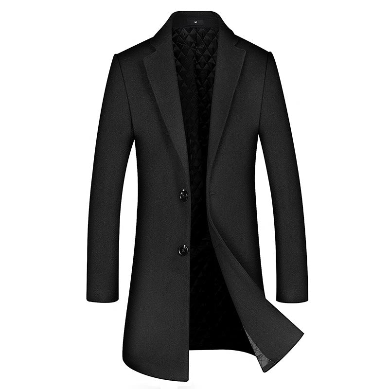 Men’s Premium Fall Trench Coat Wool Blend Long Single Breasted Overcoat | xz5903