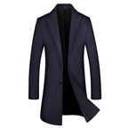 Men’s Premium Fall Trench Coat Wool Blend Long Single Breasted Overcoat | xz5903
