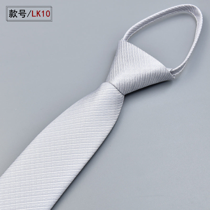 Classic Solid Color Silky Zipper Necktie Men's Pretied Ties  |  LK02