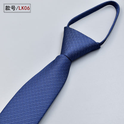 Classic Solid Color Silky Zipper Necktie Men's Pretied Ties  |  LK02