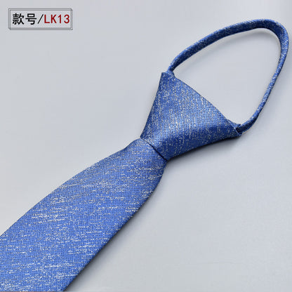 Classic Solid Color Silky Zipper Necktie Men's Pretied Ties  |  LK02