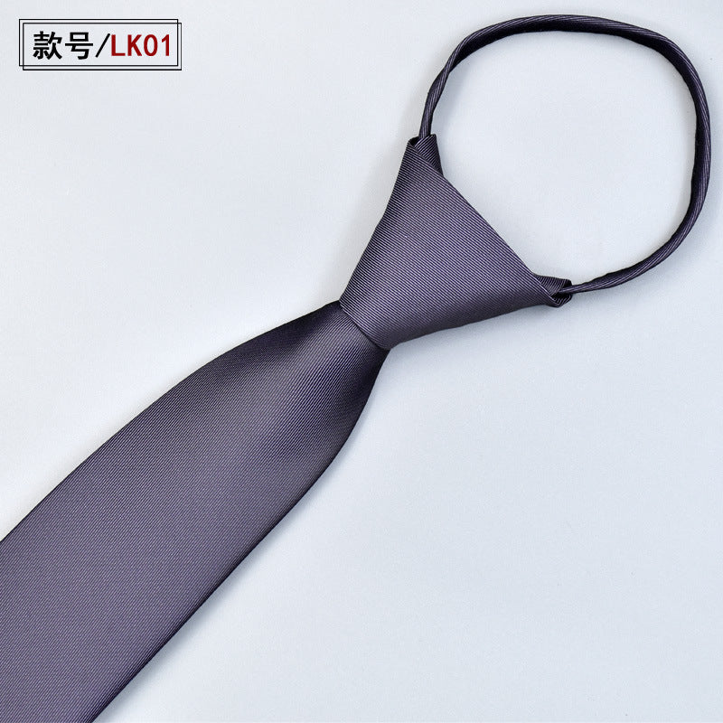 Classic Solid Color Silky Zipper Necktie Men's Pretied Ties  |  LK02