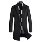 Men’s Premium Wool Overcoat Long Slim Fit Pea Trench Coat | xz5903