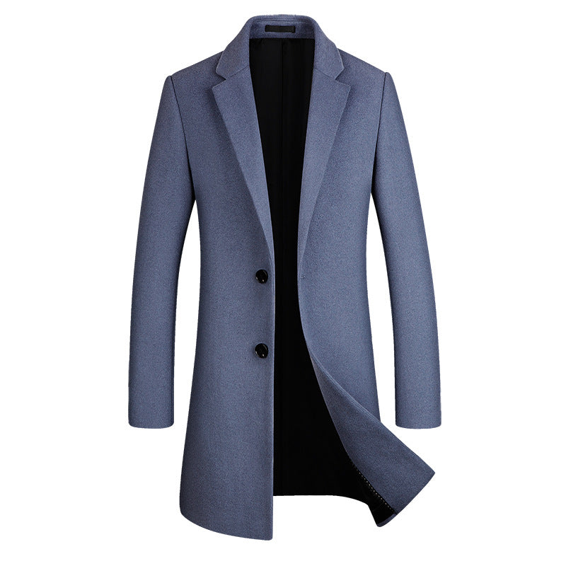 Men’s Premium Wool Overcoat Long Slim Fit Pea Trench Coat | xz5903