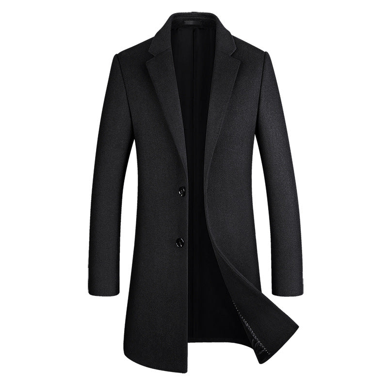 Men’s Premium Wool Overcoat Long Slim Fit Pea Trench Coat | xz5903