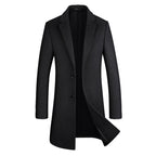 Men’s Premium Wool Overcoat Long Slim Fit Pea Trench Coat | xz5903