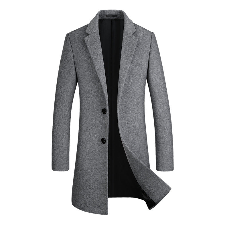 Men’s Premium Wool Overcoat Long Slim Fit Pea Trench Coat | xz5903