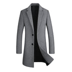 Men’s Premium Wool Overcoat Long Slim Fit Pea Trench Coat | xz5903